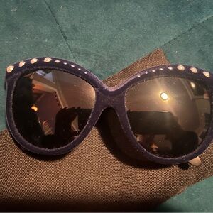 Italia Independant blue velvet with pearl detail cat eye sunglasses. Lik…